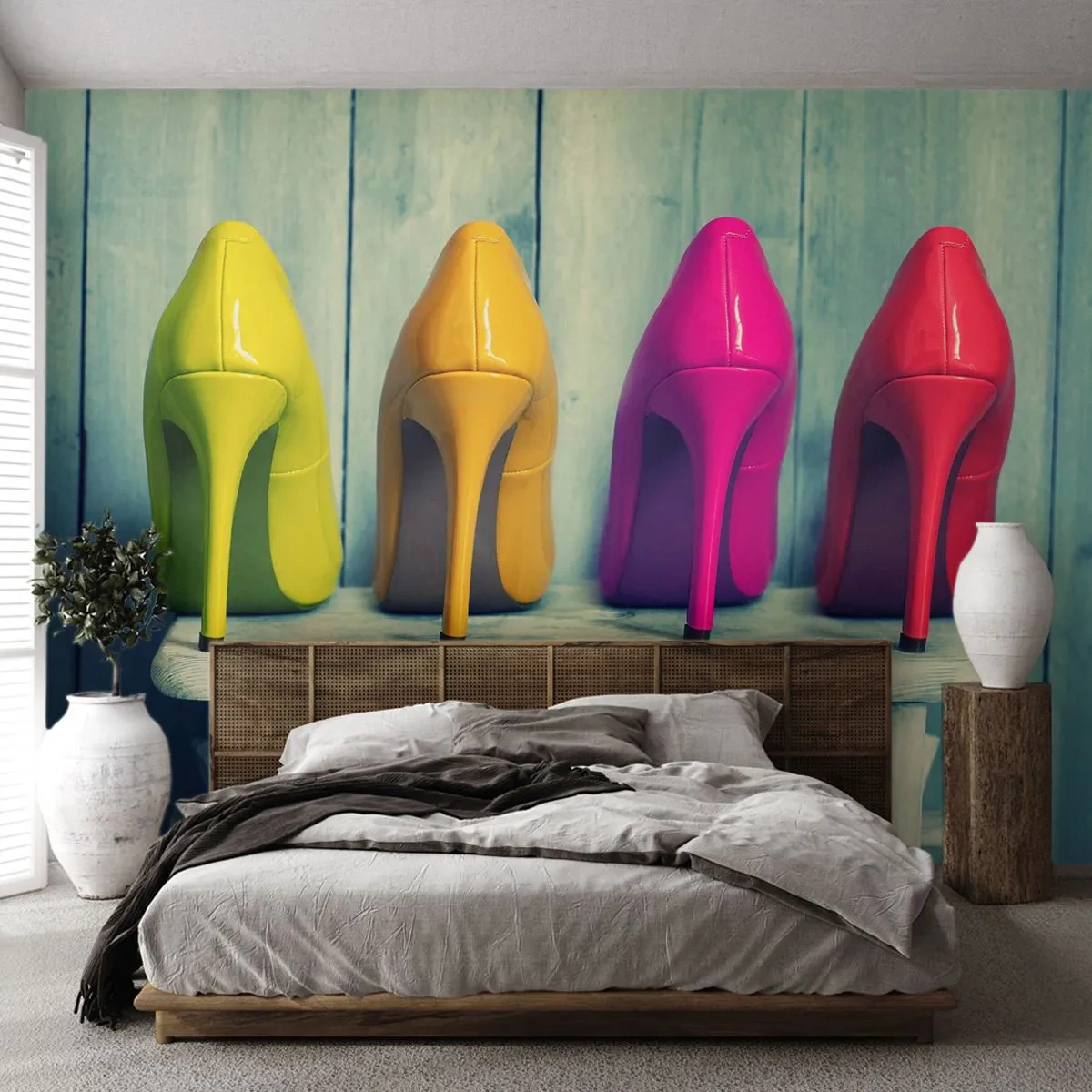 Papier Peint Autocollant Deluxe Sticker - Promenade sur l'arc-en-ciel - Mode, Femme, Chaussures de femme - 250x175 cm