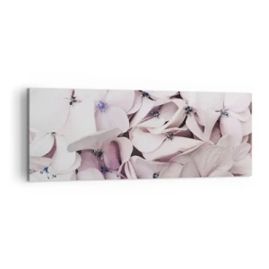 Impression sur toile - Image sur toile - Hortensias blancs délicats aux tons pastel - 140x50cm - Dans un flot de fleurs - Décoration murale moderne pour le salon et la chambre ARTTOR