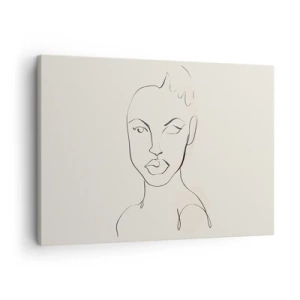 Impression sur toile - Image sur toile - Croquis minimaliste du visage d'une femme - 70x50cm - Esquisse de la sensualité - Décoration murale moderne pour le salon et la chambre ARTTOR