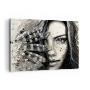 Impression sur toile - Image sur toile - Portrait artistique d'une femme avec des détails abstraits - 100x70cm - Beauté sauvage - Décoration murale moderne pour le salon et la chambre ARTTOR