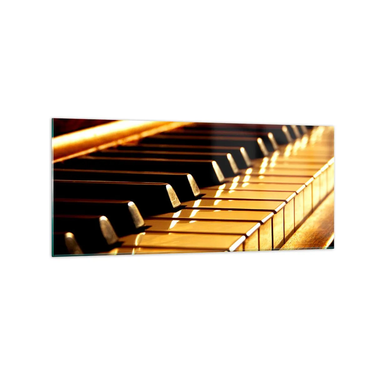 Impression sur verre - Image sur verre - Clavier de piano sous un éclairage doré - 120x50cm - Des possibilités infinies - Décoration murale moderne pour le salon et la chambre ARTTOR