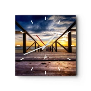 Horloge murale - Pendule murale - Directement sur une plage calme au coucher de soleil - 40x40 cm