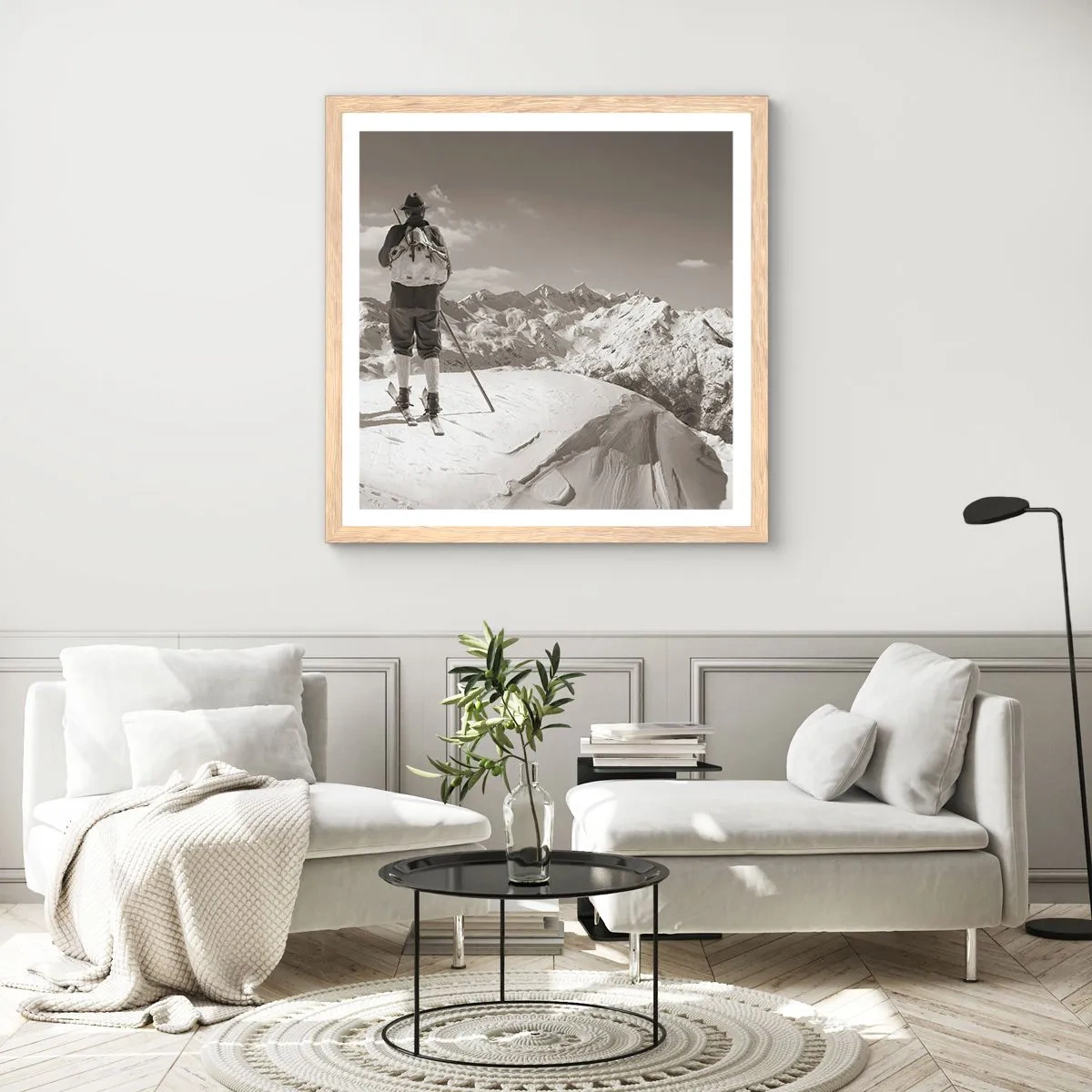 Affiche dans un chêne clair - Poster - Toutes les mêmes ces montagnes - 40x40 cm