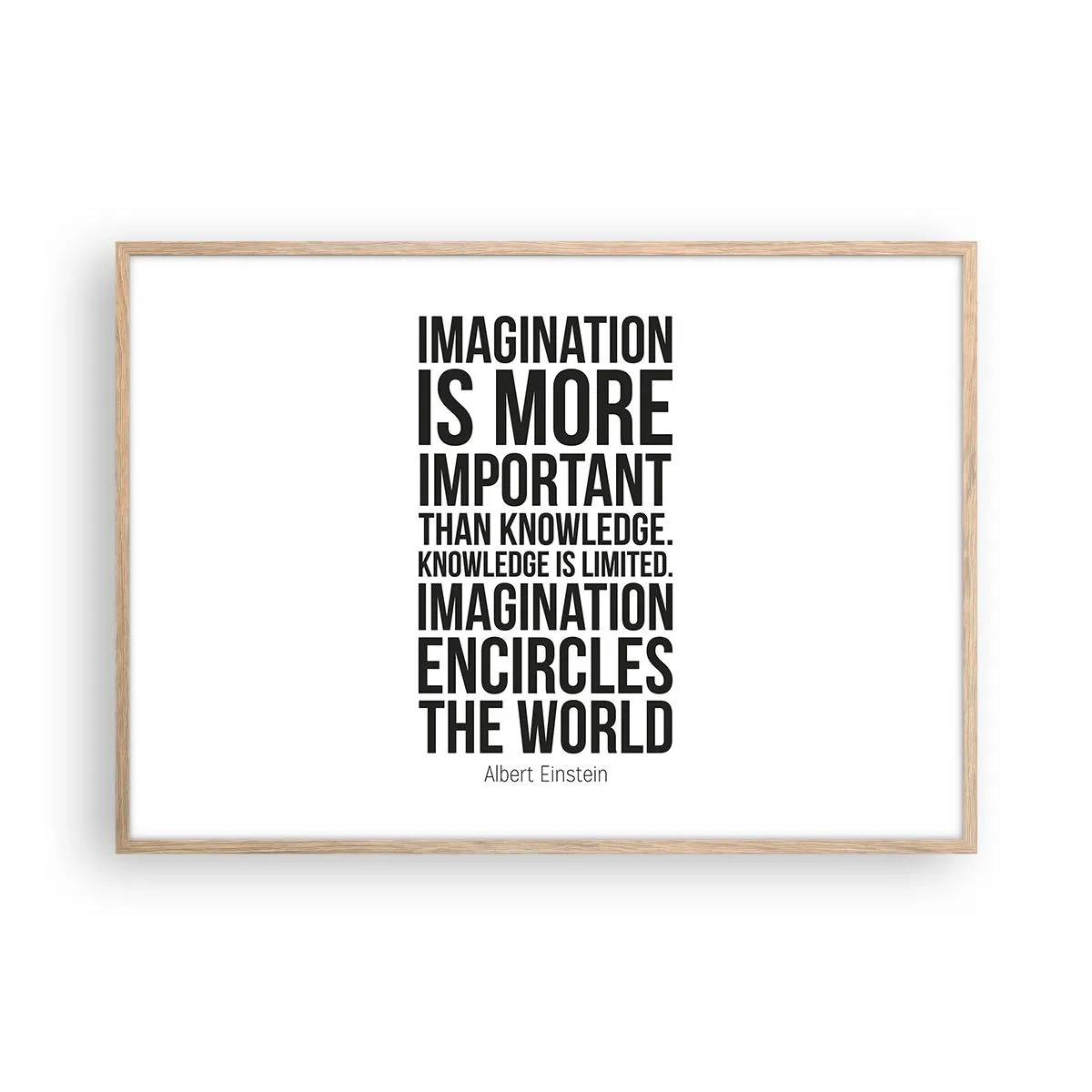 Affiche dans un chêne clair - Poster - Einstein sur le pouvoir de l'imagination - 100x70 cm