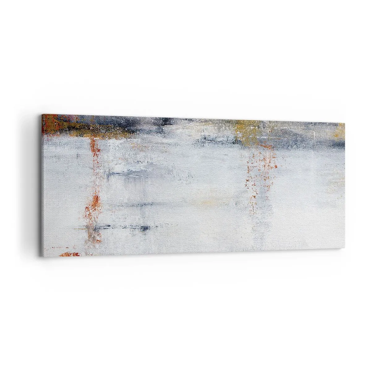Impression sur toile - Image sur toile - Un paysage abstrait aux accents flous de gris et d'or. - 120x50cm - Derrière l'air un rideau - Décoration murale moderne pour le salon et la chambre ARTTOR