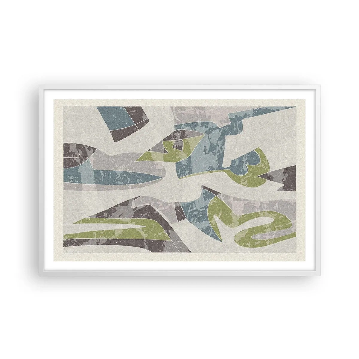 Affiche dans un cadre blanc - Poster - Composition derrière la vitre - 91x61 cm