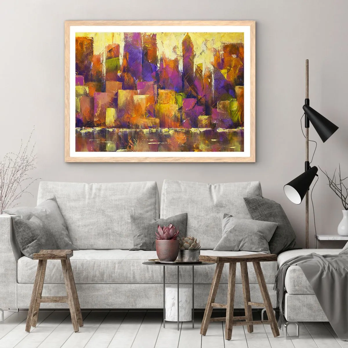 Affiche dans un chêne clair - Poster - Composition métropolitaine - 50x40 cm