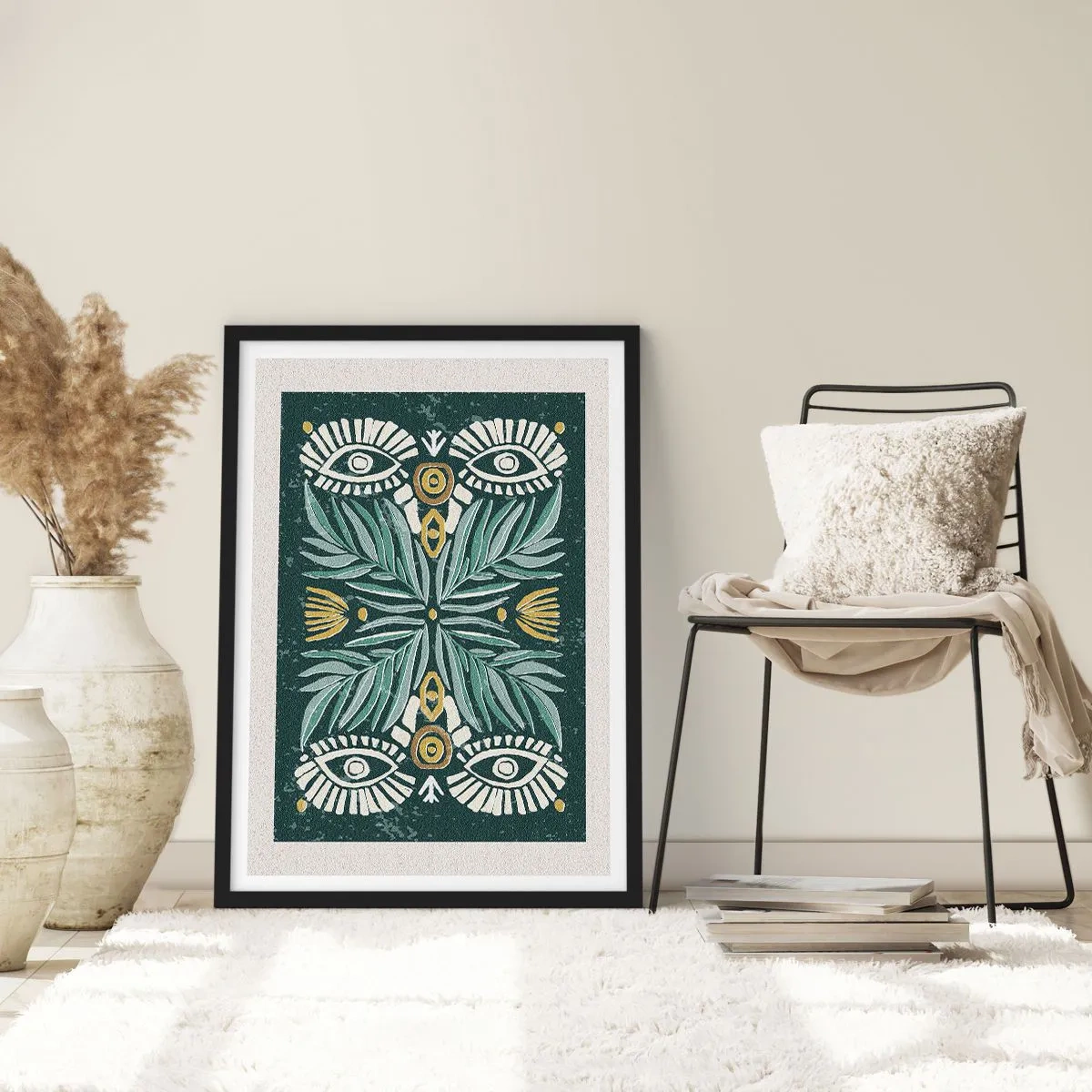 Affiche dans un cadre noir - Poster - Comme une découpe folklorique - 40x50 cm