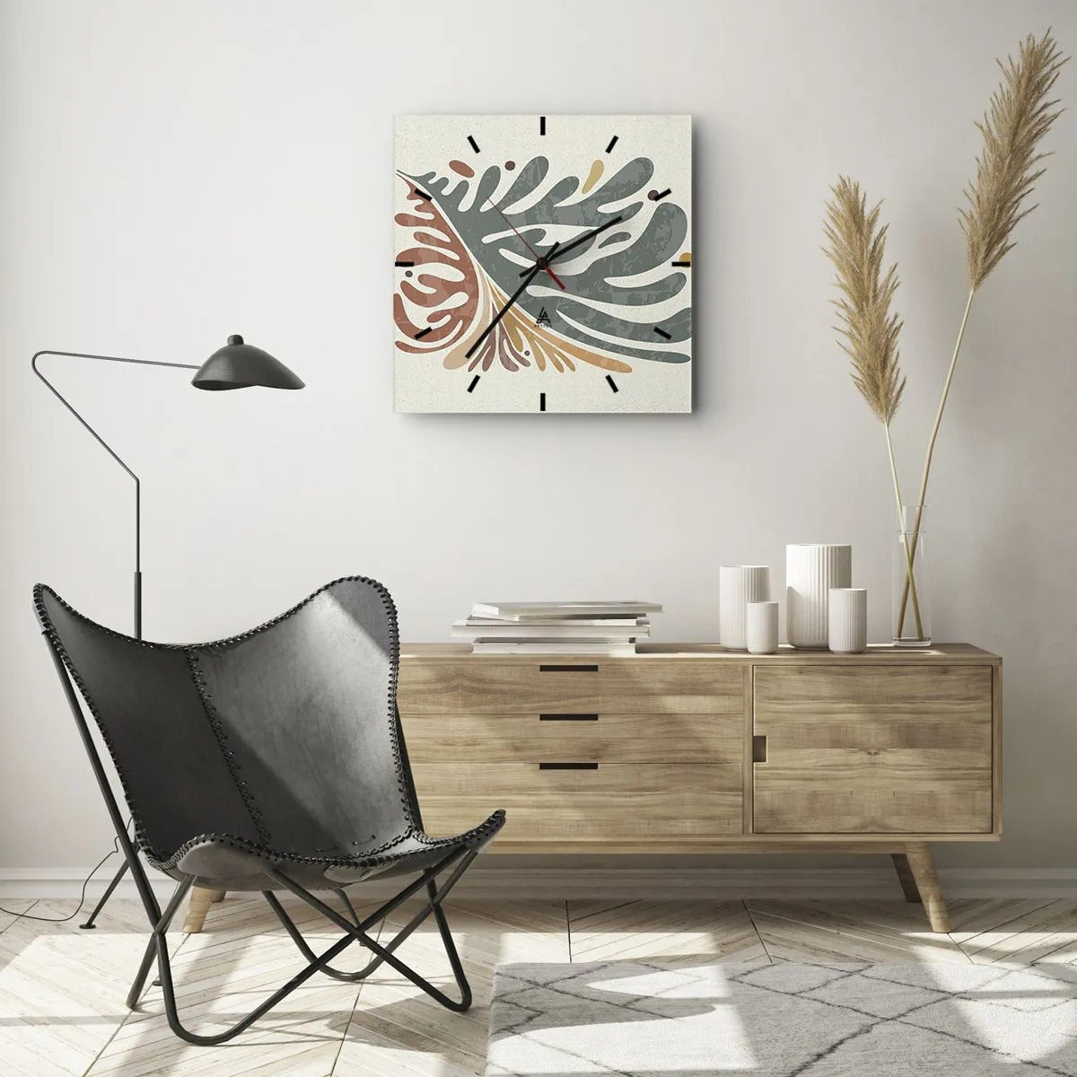 Horloge murale - Pendule murale - Feuille multicolore - 40x40 cm