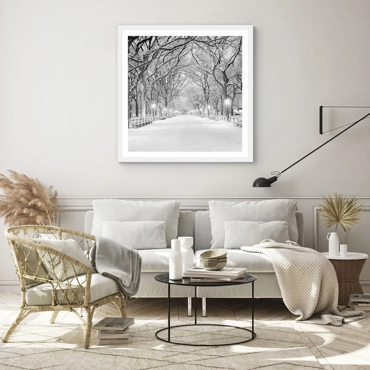 Affiche dans un cadre blanc - Poster - Les quatres saisons – l’hiver - 30x30 cm