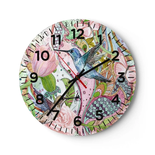 Horloge murale - Pendule murale - Empêtré dans les vignes - 40x40 cm