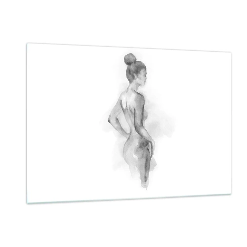 Impression sur verre - Image sur verre - Une silhouette féminine subtile peinte à l'aquarelle sur fond blanc - 120x80cm - Belle comme une peinture - Décoration murale moderne pour le salon et la chambre ARTTOR