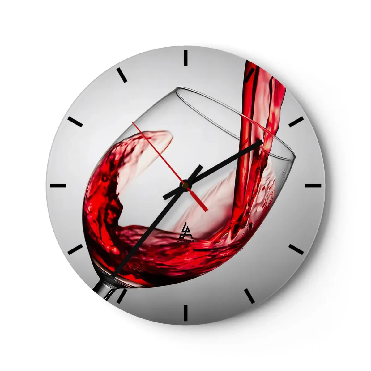Horloge murale - Pendule murale - Un verre de vin rouge est versé - 30x30cm - Nuance - mouvement - son - Décoration murale moderne pour le salon, la cuisine et la chambre ARTTOR