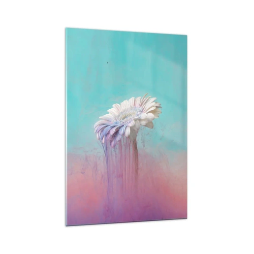 Impression sur verre - Image sur verre - Gerbera pastel avec effet flou - 70x100cm - Le monde souterrain des fleurs - Décoration murale moderne pour le salon et la chambre ARTTOR