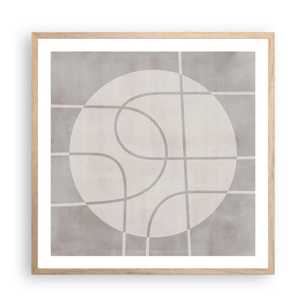 Affiche dans un chêne clair - Poster - Circulaire et tout droit - 60x60 cm