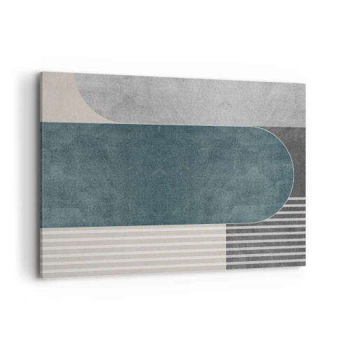 Impression sur toile - Image sur toile - Abstraction géométrique dans les tons de gris et de vert - 100x70cm - Composition de niveaux - Décoration murale moderne pour le salon et la chambre ARTTOR