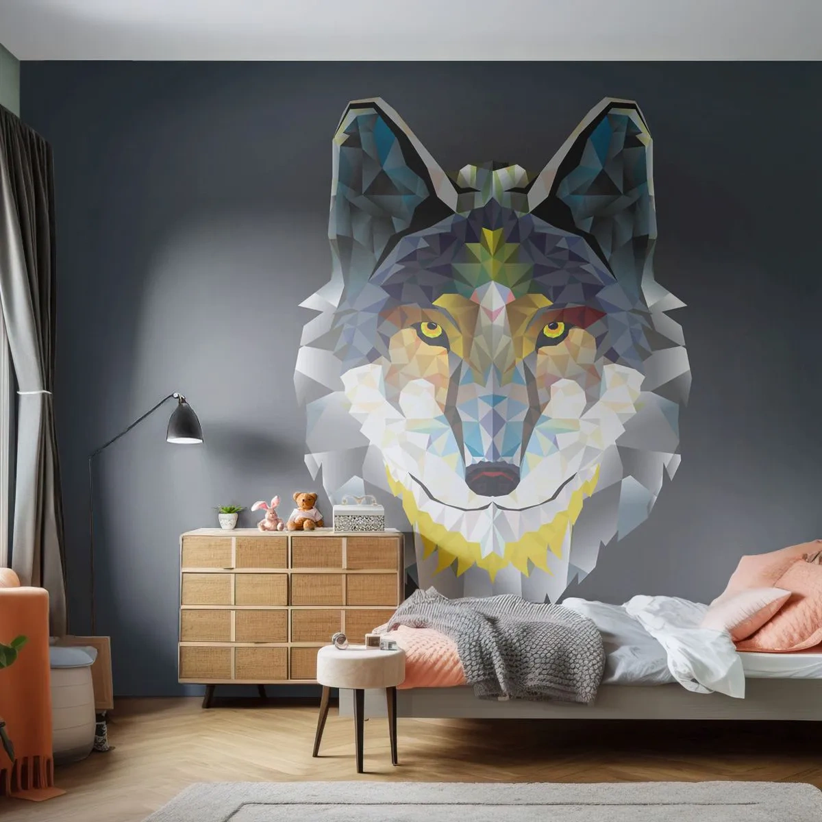 Papier Peint Photo Premium Canvas - On parle du loup - Abstraction, Loup, Animaux - 350x256 cm