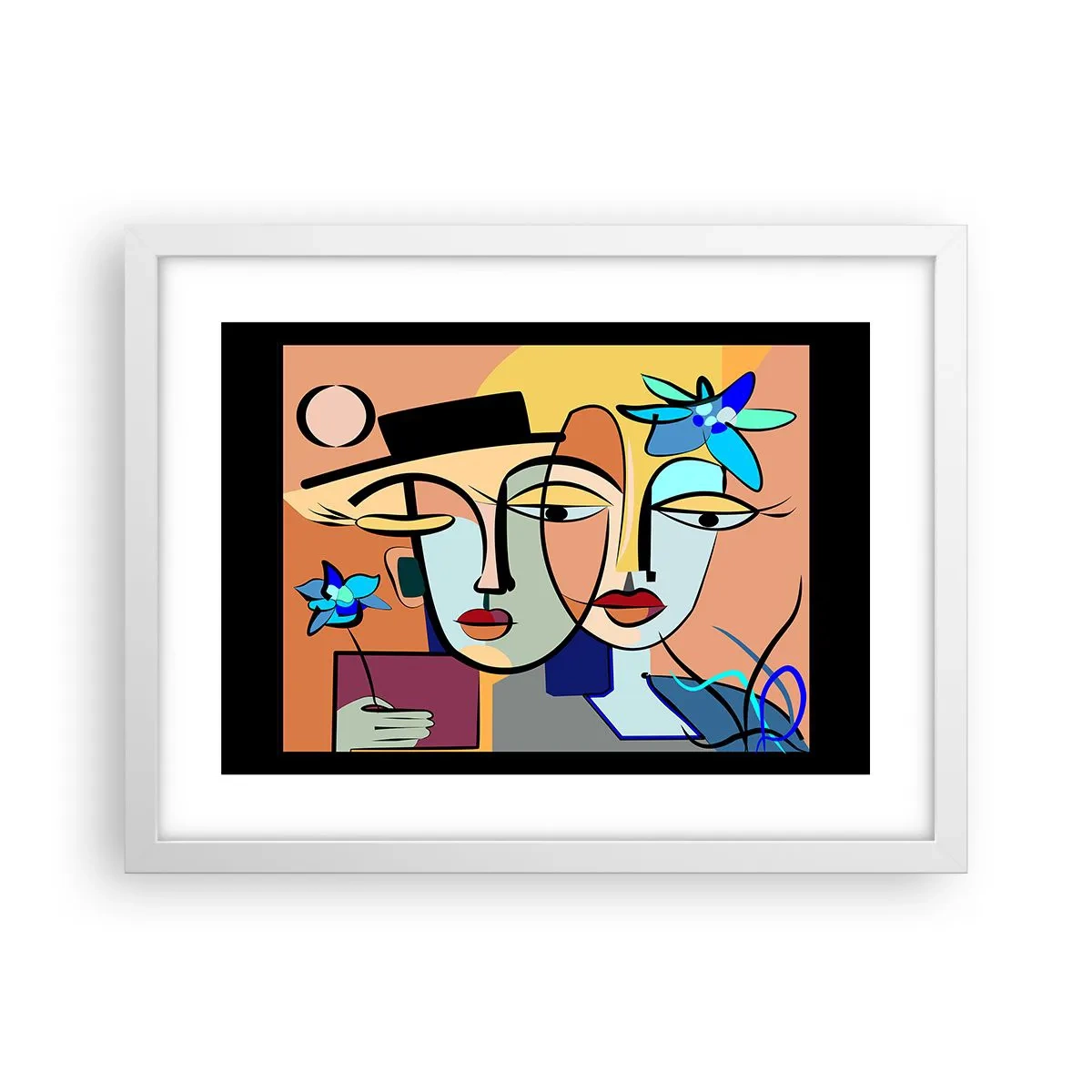 Affiche dans un cadre blanc - Poster - Le Rendez-vous de Picasso - 40x30 cm