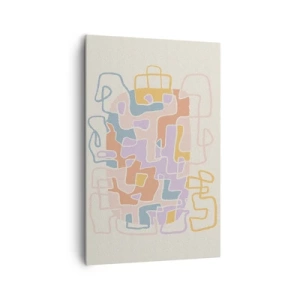 Impression sur toile - Image sur toile - Lignes abstraites pastel créant des motifs géométriques - 80x120cm - Labyrinthe – une aventure joyeuse - Décoration murale moderne pour le salon et la chambre ARTTOR