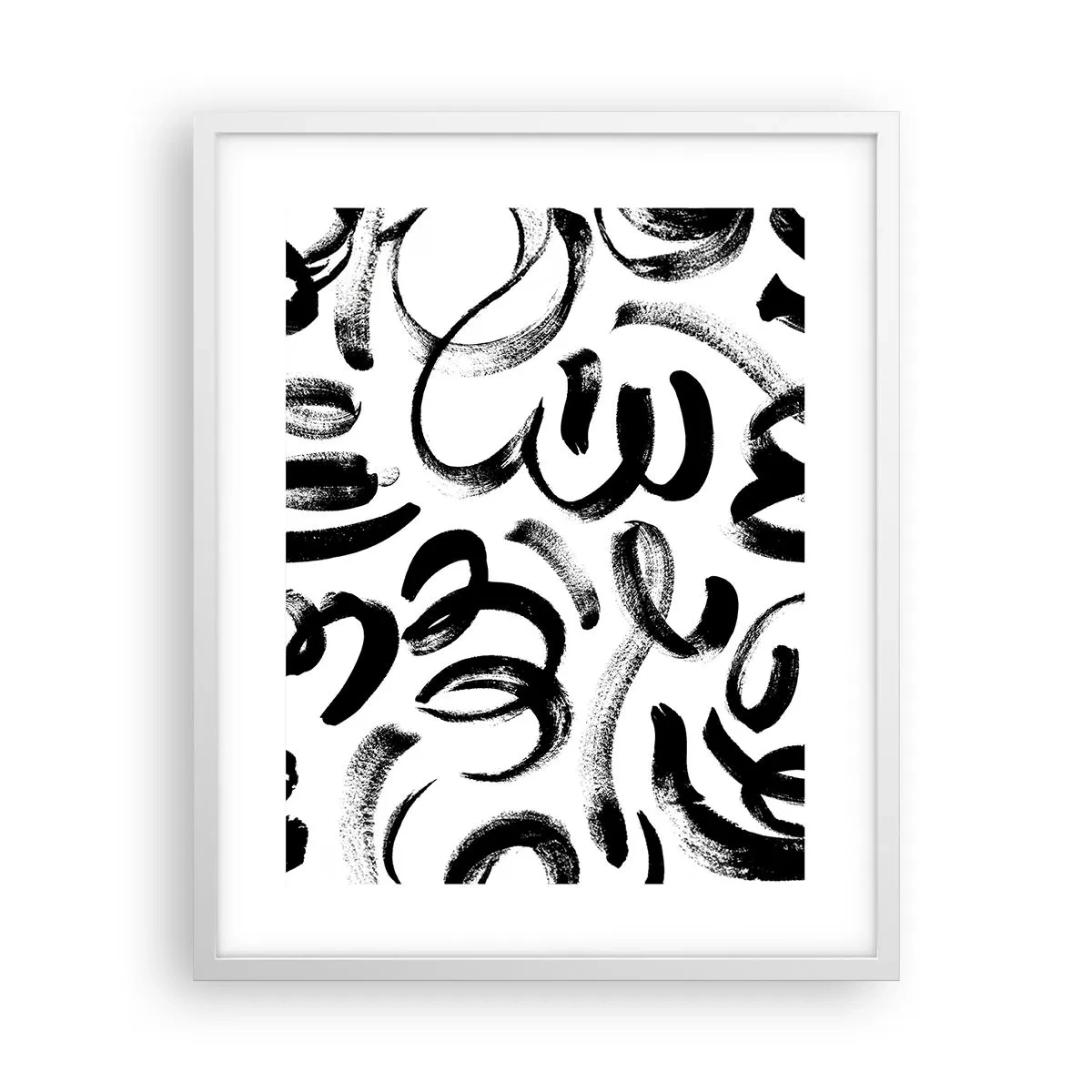 Affiche dans un cadre blanc - Poster - Noir sur blanc - 40x50 cm