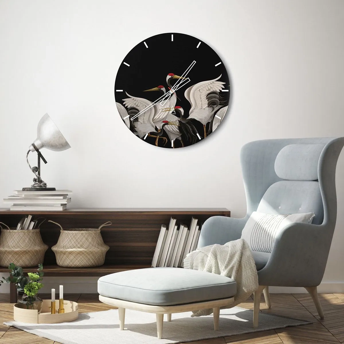 Horloge murale - Pendule murale - Histoire d'oiseaux - 40x40 cm