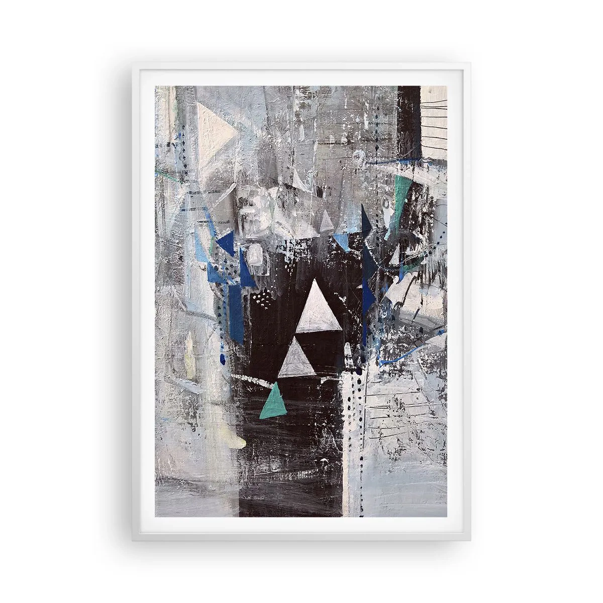 Affiche dans un cadre blanc - Poster - Ordre prioritaire des triangles - 70x100 cm