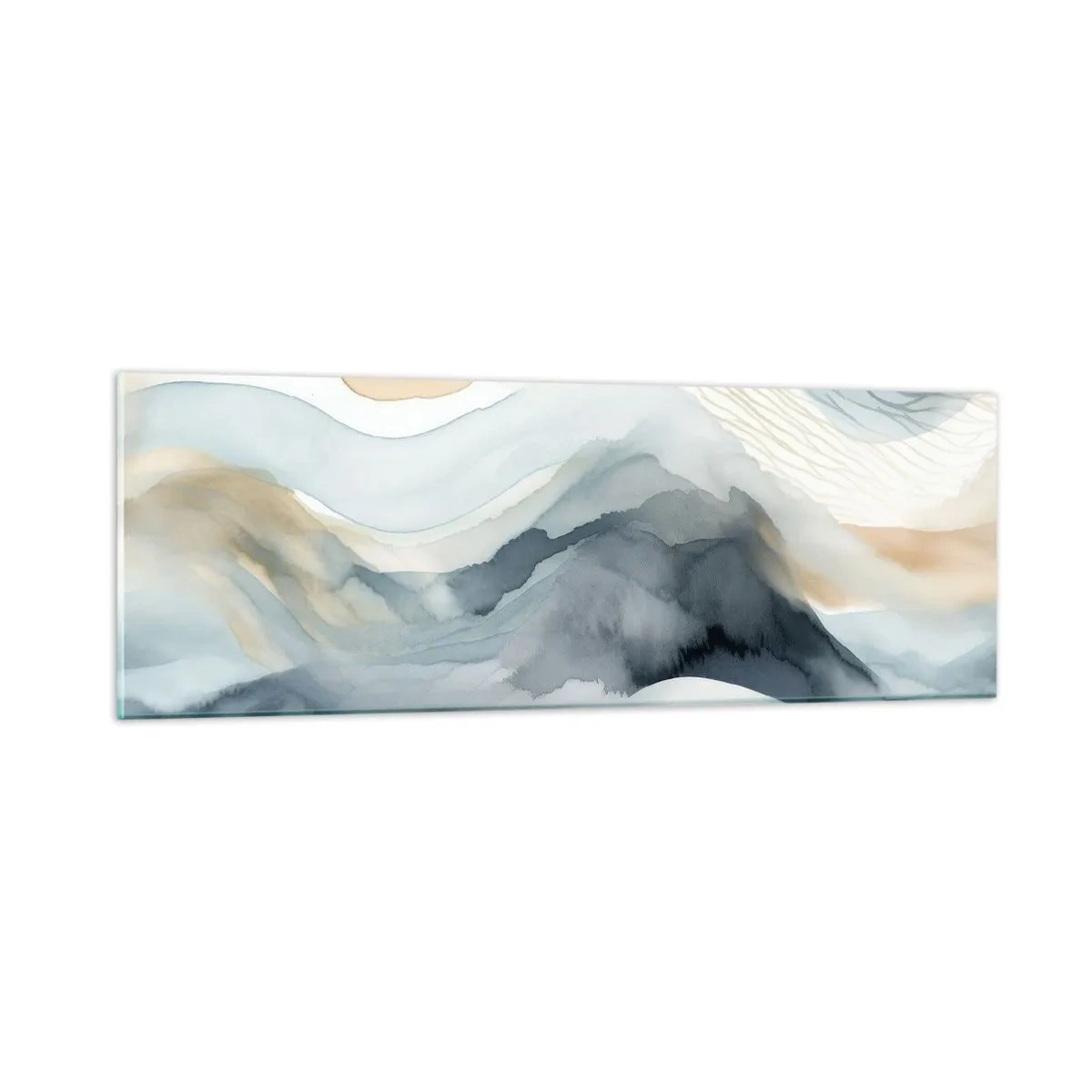 Impression sur verre - Image sur verre - Abstraction enneigée et brumeuse - 90x30 cm