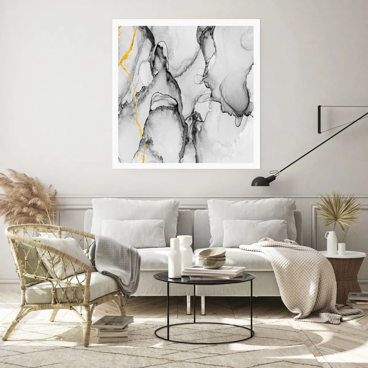 Affiche - Poster - Composition à motif or - 60x60 cm