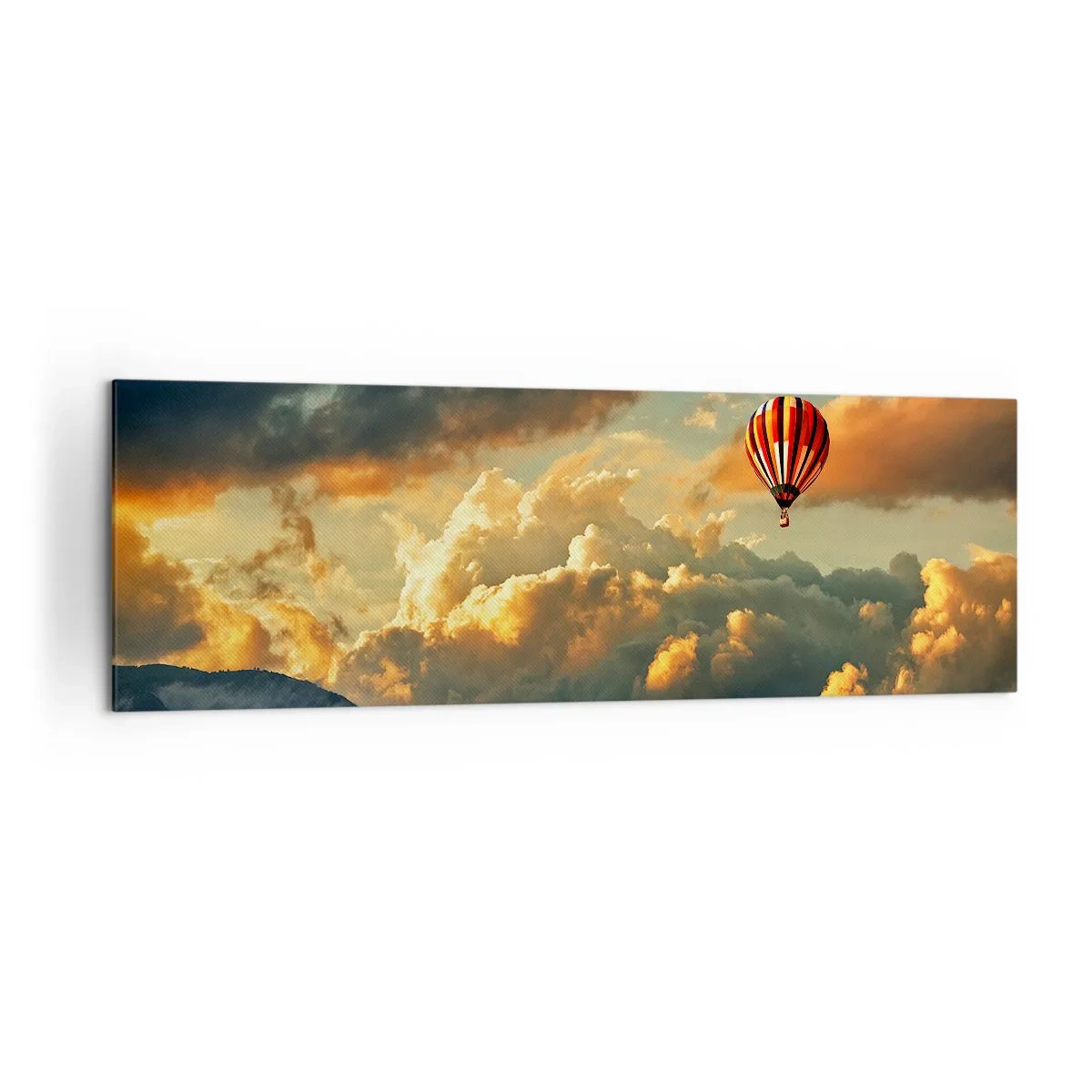 Impression sur toile - Image sur toile - Un ballon sur fond de nuages dramatiques - 160x50cm - Je vole parce que je veux - Décoration murale moderne pour le salon et la chambre ARTTOR