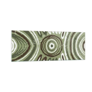 Impression sur verre - Image sur verre - Motifs abstraits dans les tons de vert et de marron - 140x50cm - Une explosion d'émotions - Décoration murale moderne pour le salon et la chambre ARTTOR