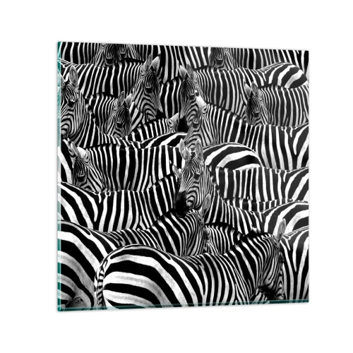 Impression sur verre - Image sur verre - Portrait collectif à rayures - 70x70 cm