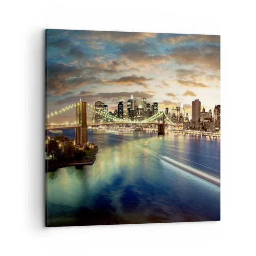 Impression sur toile - Image sur toile - Une soirée lumineuse sur Manhattan - 50x50 cm
