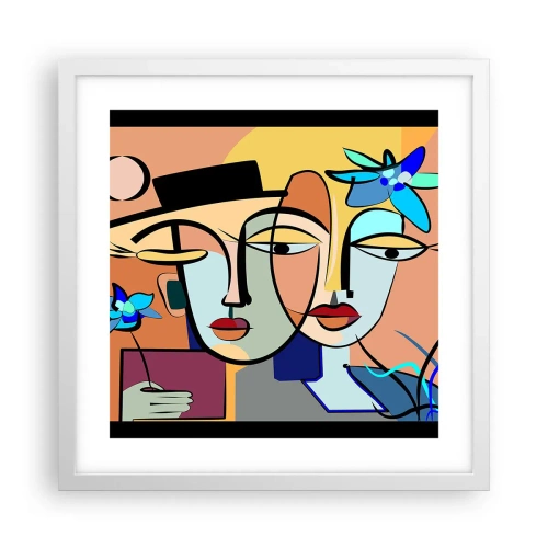 Affiche dans un cadre blanc - Poster - Le Rendez-vous de Picasso - 40x40 cm