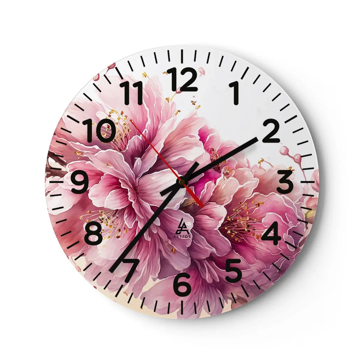 Horloge murale - Pendule murale - Fleur florissante de cerisier - 30x30 cm