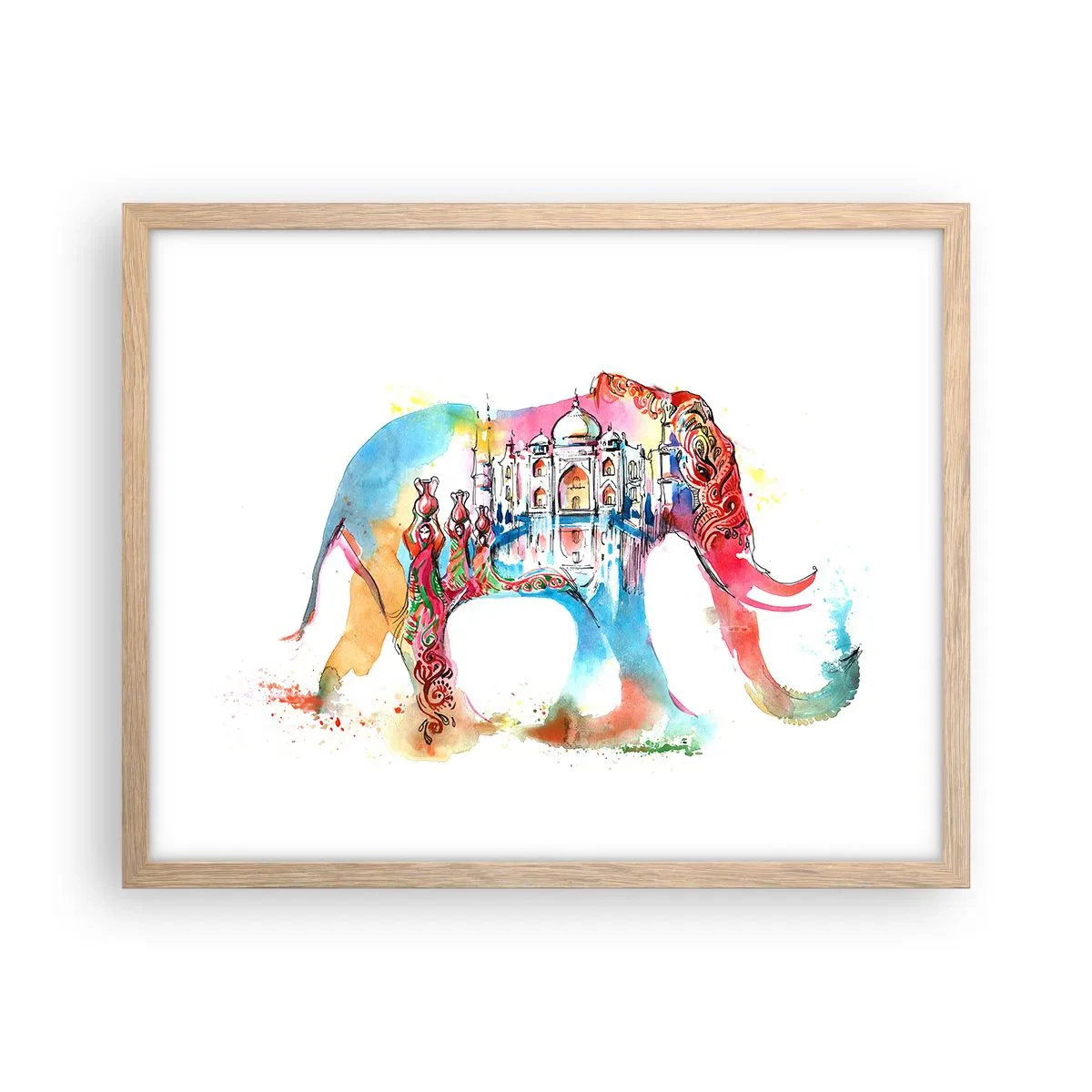 Affiche dans un chêne clair - Poster - Inde - l'aura de l'amour - 50x40 cm