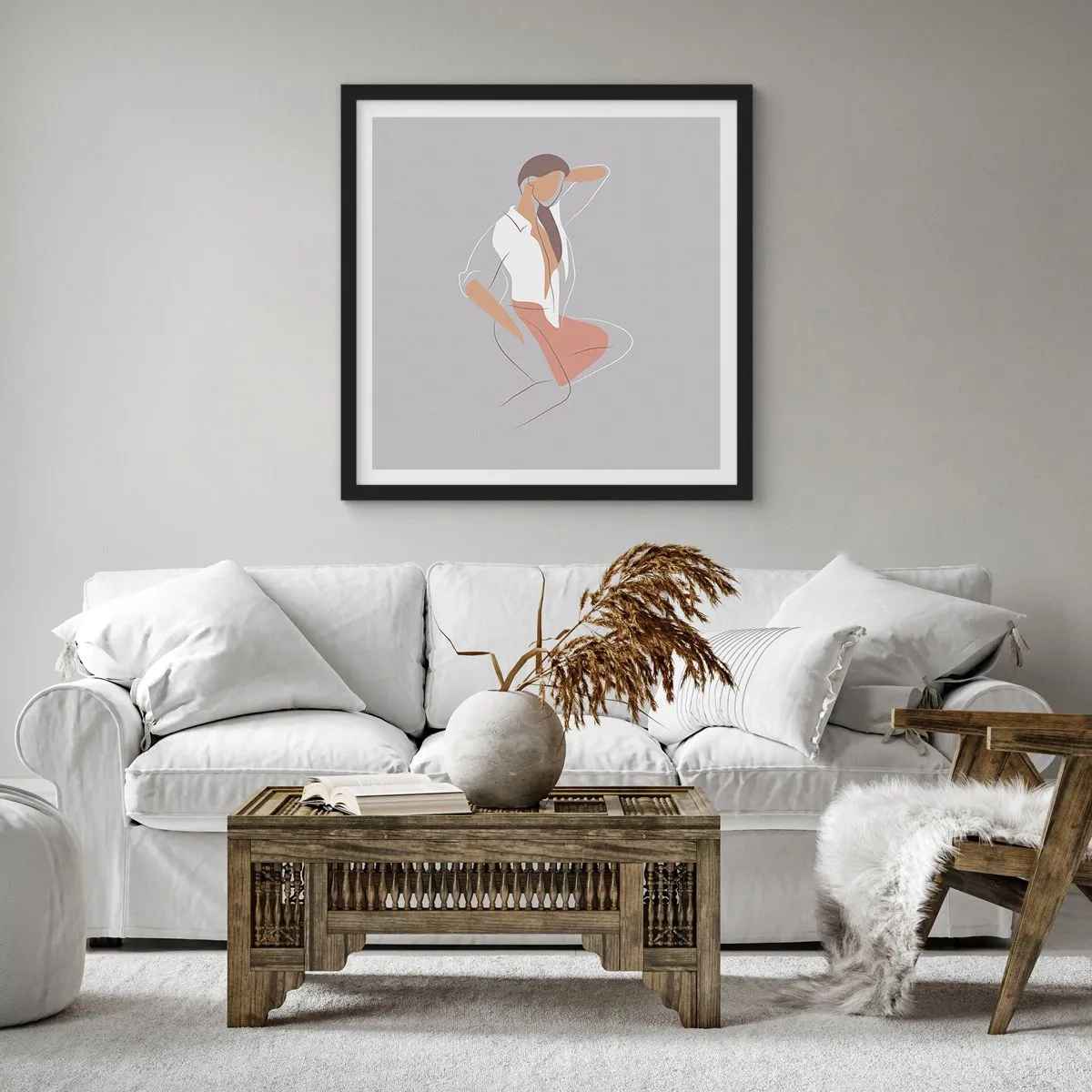 Affiche dans un cadre noir - Poster - Contour gracieux - 60x60 cm