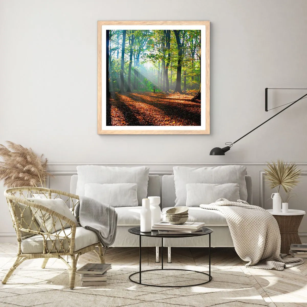 Affiche dans un chêne clair - Poster - Ombres et lumières - 30x30 cm