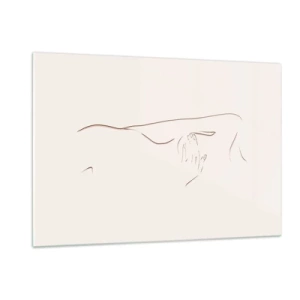 Impression sur verre - Image sur verre - Une ligne abstraite représentant le contour d'un corps dans un style délicat et minimaliste. - 120x80cm - La forme du désir - Décoration murale moderne pour le salon et la chambre ARTTOR