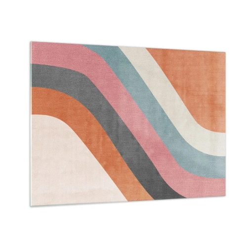 Impression sur verre - Image sur verre - Rayures diagonales colorées sur fond clair - 70x50cm - Composition diagonale – mouvement - Décoration murale moderne pour le salon et la chambre ARTTOR