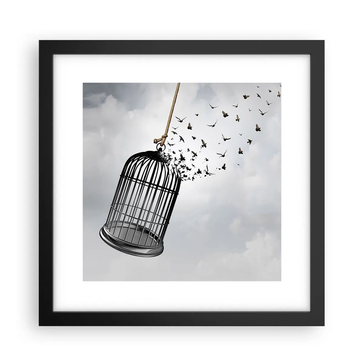 Affiche dans un cadre noir - Poster - Foie...Espoir...Liberté! - 30x30 cm