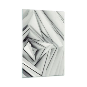 Impression sur verre - Image sur verre - Une composition abstraite de formes géométriques dans des tons de gris. - 80x120cm - Bourgeon d’angles vifs - Décoration murale moderne pour le salon et la chambre ARTTOR