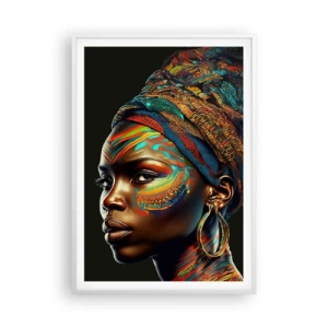 Affiche dans un cadre blanc - Poster - reine africaine - 70x100 cm