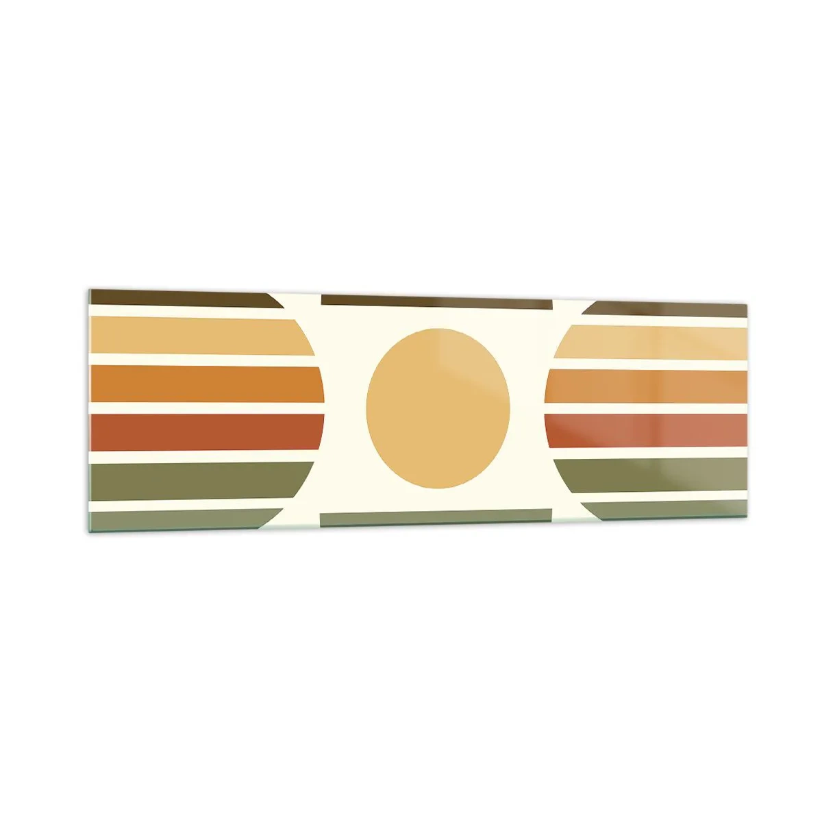 Impression sur verre - Image sur verre - Composition géométrique avec des demi-cercles et des rayures dans des tons terreux - 160x50cm - Dans les coulaurs de la terre - Décoration murale moderne pour le salon et la chambre ARTTOR