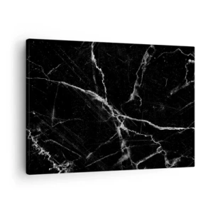 Impression sur toile - Image sur toile - Marbre noir avec des veines blanches dans les détails - 70x50cm - La vie secrète de la pierre - Décoration murale moderne pour le salon et la chambre ARTTOR