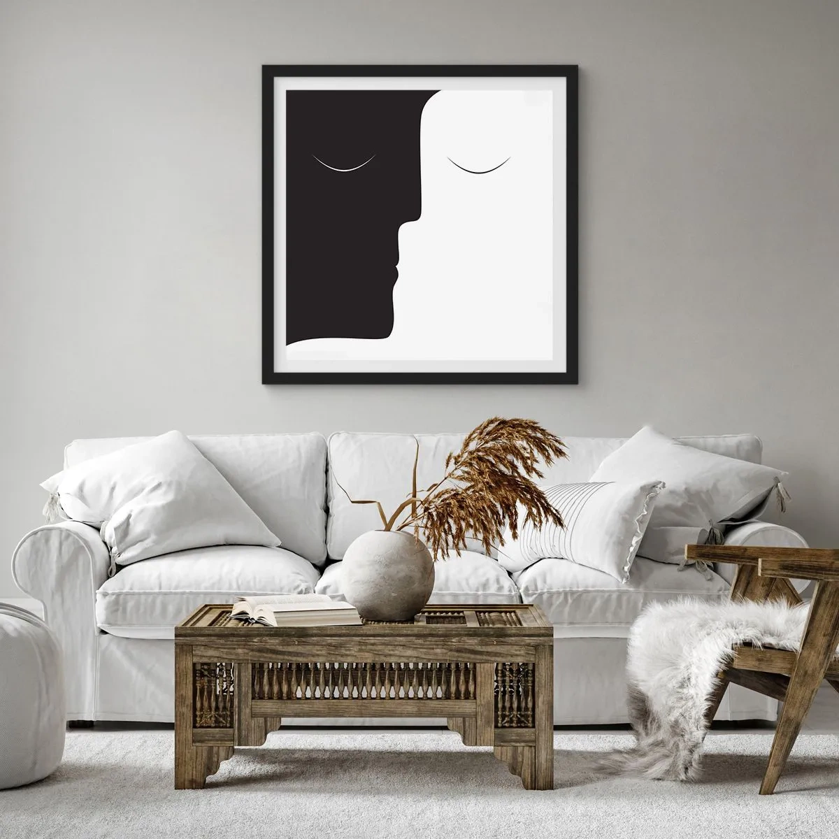 Affiche dans un cadre noir - Poster - Unité des contraires - 30x30 cm