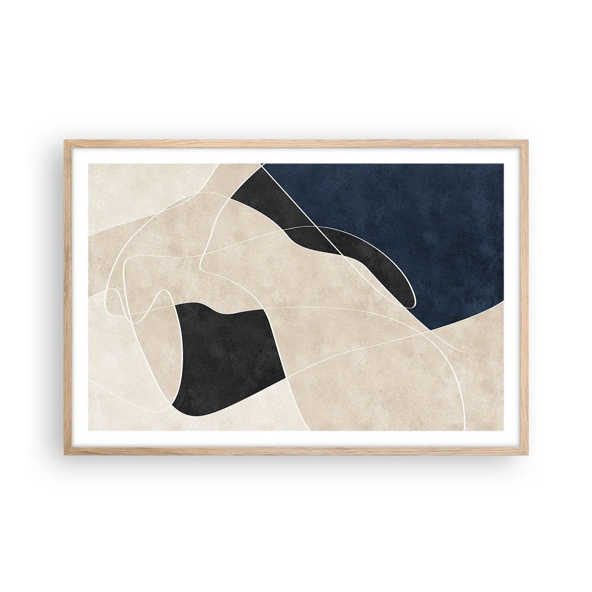 Affiche dans un chêne clair - Poster - Composition abstraite - contraste de couleurs - 91x61 cm