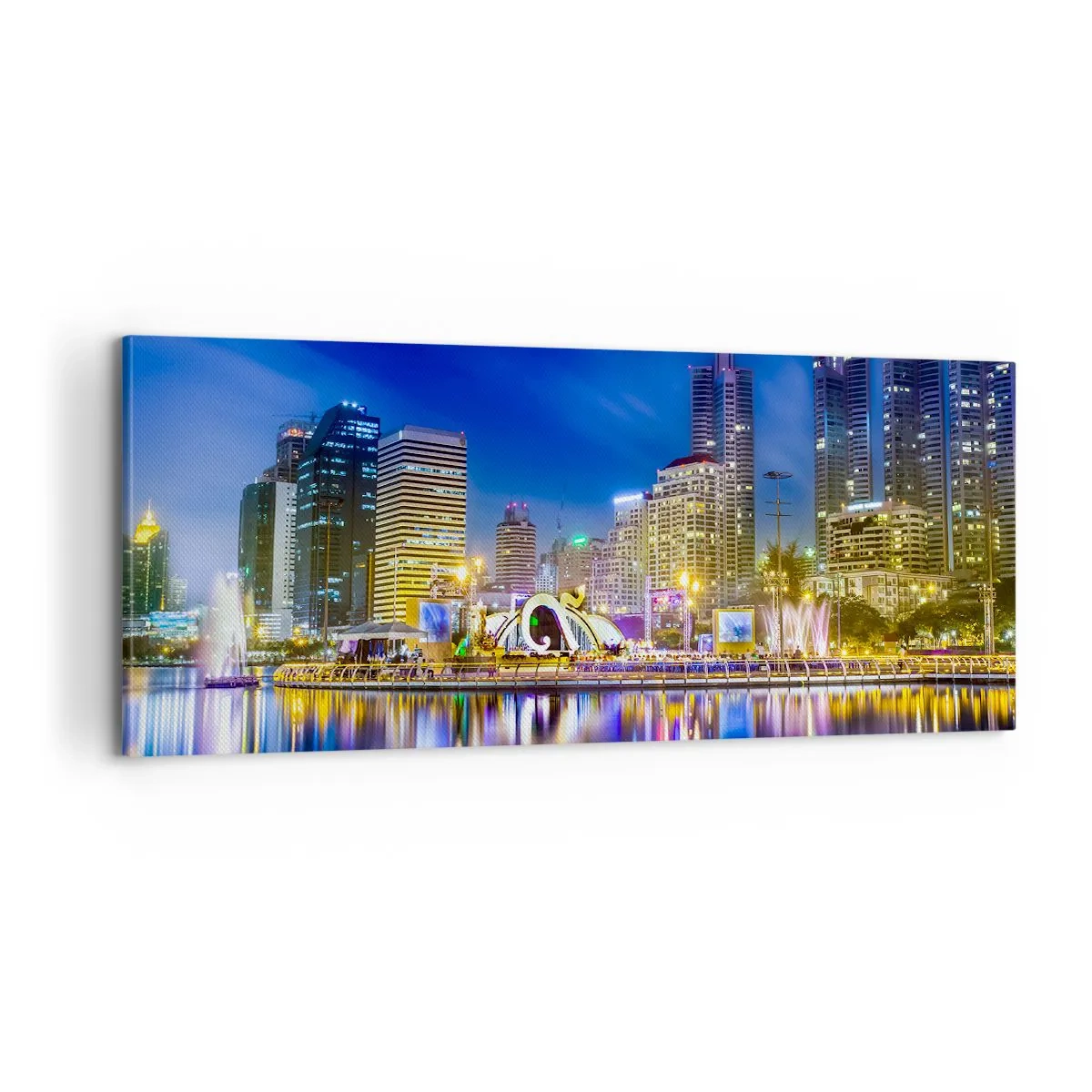 Impression sur toile - Image sur toile - Nuit arc-en-ciel de la métropole - 100x40 cm