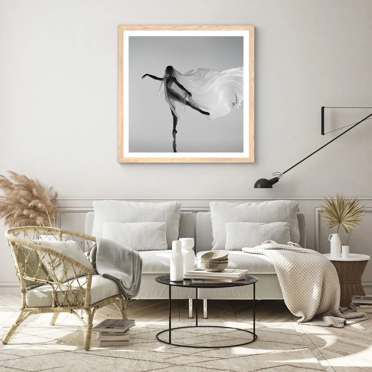 Affiche dans un chêne clair - Poster - Légèreté et grâce - 40x40 cm