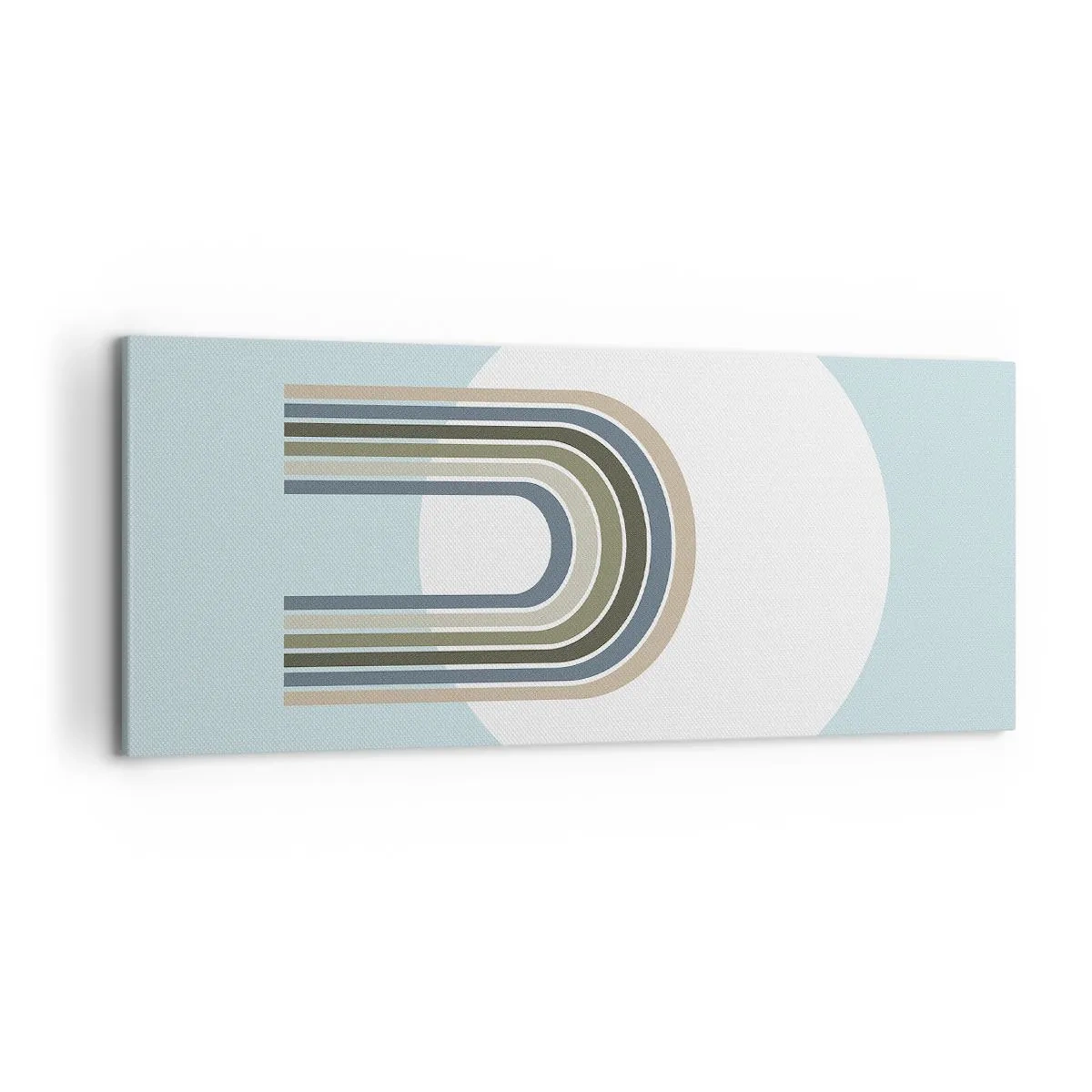 Impression sur toile - Image sur toile - Une composition minimaliste avec un cercle et des lignes sur un fond pastel. - 120x50cm - Attraction irrésistible - Décoration murale moderne pour le salon et la chambre ARTTOR