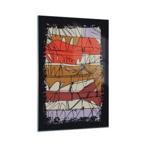 Impression sur verre - Image sur verre - Composition abstraite aux couleurs intenses - 70x100cm - Composition spontanée - Décoration murale moderne pour le salon et la chambre ARTTOR